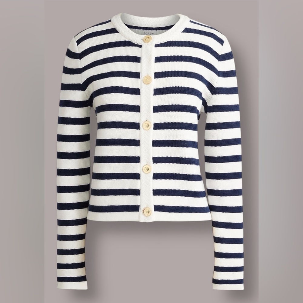 J. Crew Striped Cotton Lady Jacket Cardigan